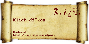 Klich Ákos névjegykártya